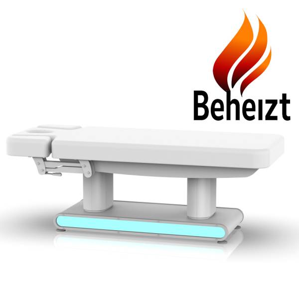 Elektrische Wellnessliege Massageliege Euro 4 Motoren Heizung LED weiß L00242H