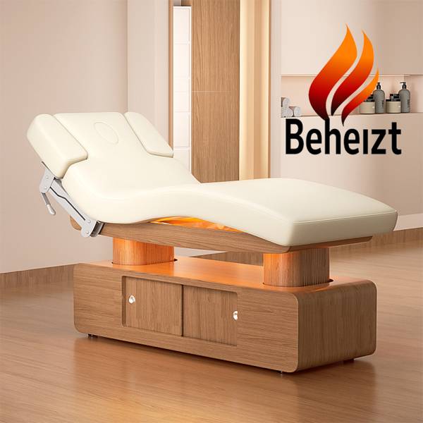 Elektrische Massageliege Wellnessliege Memoryfunktion Heizung LED weiß hellholz L03051H