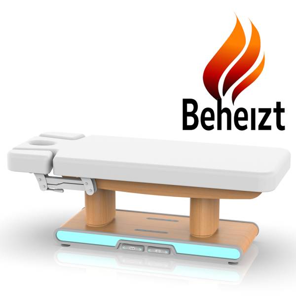 Elektrische Wellnessliege Massageliege Euro 4 Motoren Heizung LED hell-holz L03342H