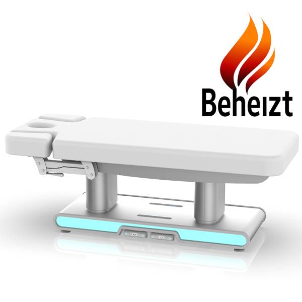 Elektrische Wellnessliege Massageliege Euro 4 Motoren Heizung LED hell-grau L02342H
