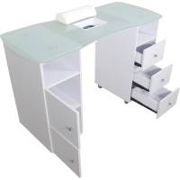 Profi-Manikürtisch MT2004 weiß Nageltisch mit Glasplatte Profi-Manikürtisch MT2004 weiß Nageltisch mit Glasplatte