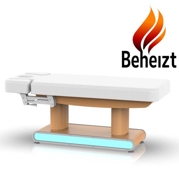 Elektrische Wellnessliege Massageliege Euro 4 Motoren Heizung LED hell-holz L03242H