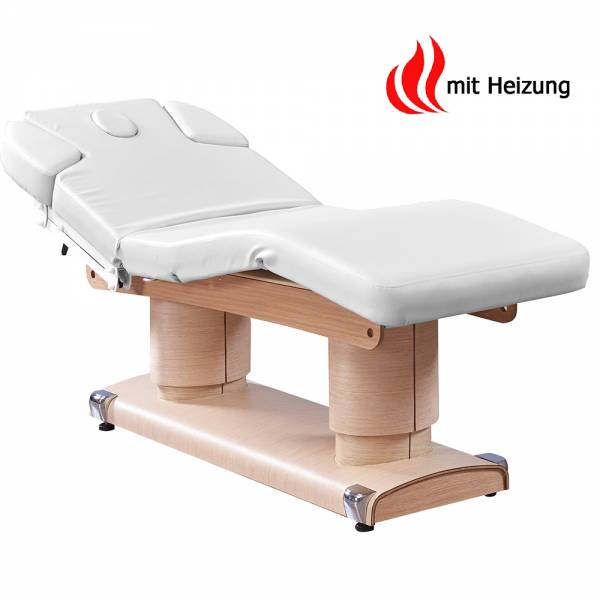 033838H Massage table white / wood with 4 motors heating & memory