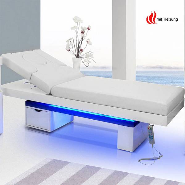 003815H table de massage électrique avec lit bien-être chauffant blanc