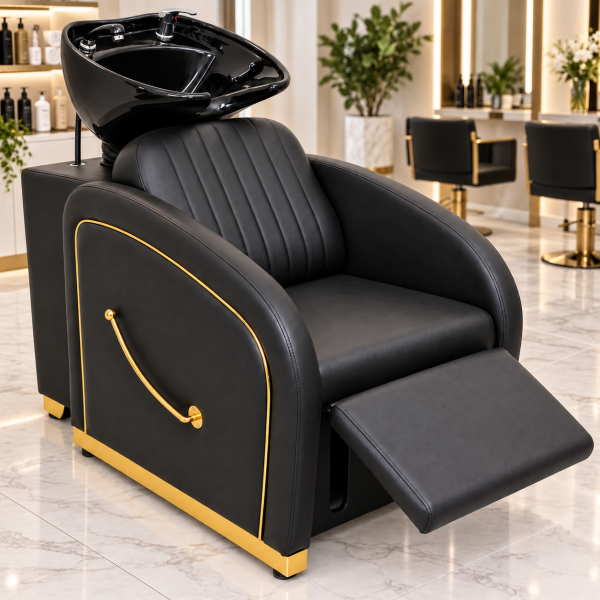 Friseurwaschsessel Rückwärtswaschsessel luxuriöse schwarz 255277