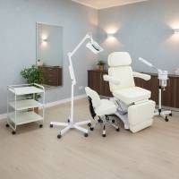 Kosmetikkabine – vollelektrisch, ergonomisch, modern, perlweiß 907701c Kosmetikkabine – vollelektrisch, ergonomisch, modern, perlweiß 907701c