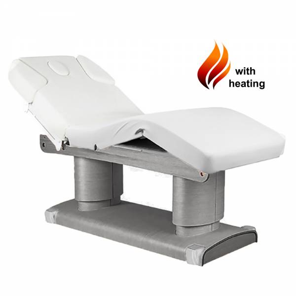 023838H Table de massage gris / blanc avec chauffage et mémoire à 4 moteurs