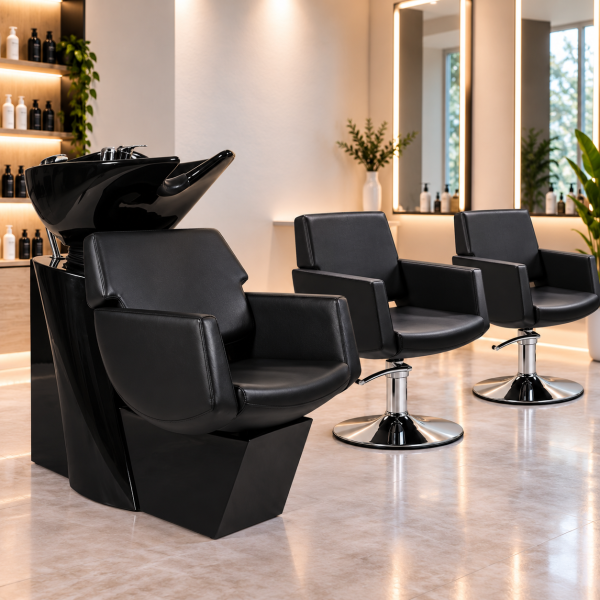 Friseurstuhl Rückwärtswaschsessel Friseurkabine Salon Set schwarz 205171 255106 255106K