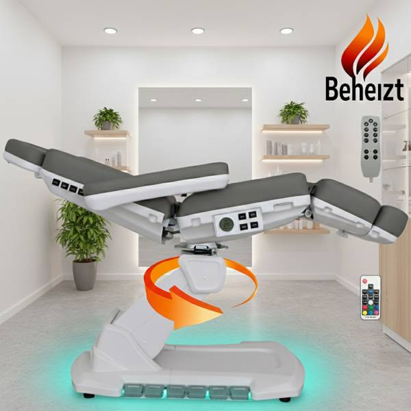 Vollelektrische Kosmetikliege Heizung Display 4 Motoren drehbar LED Grau L26686H