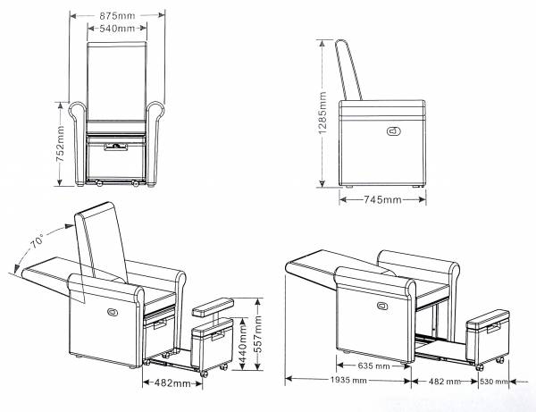Pedikürsessel p04200 Pedikürstuhl Fußpflegestuhl weiß